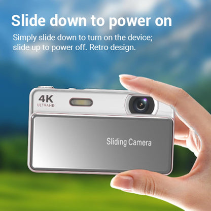 Digital Camera, 64MP HD Autofocus 4K Retro Sliding Camera, 16X Digital Zoom CCD Cameras with 2.8 Inch Screen for Teens Adult Beginner (Silver)